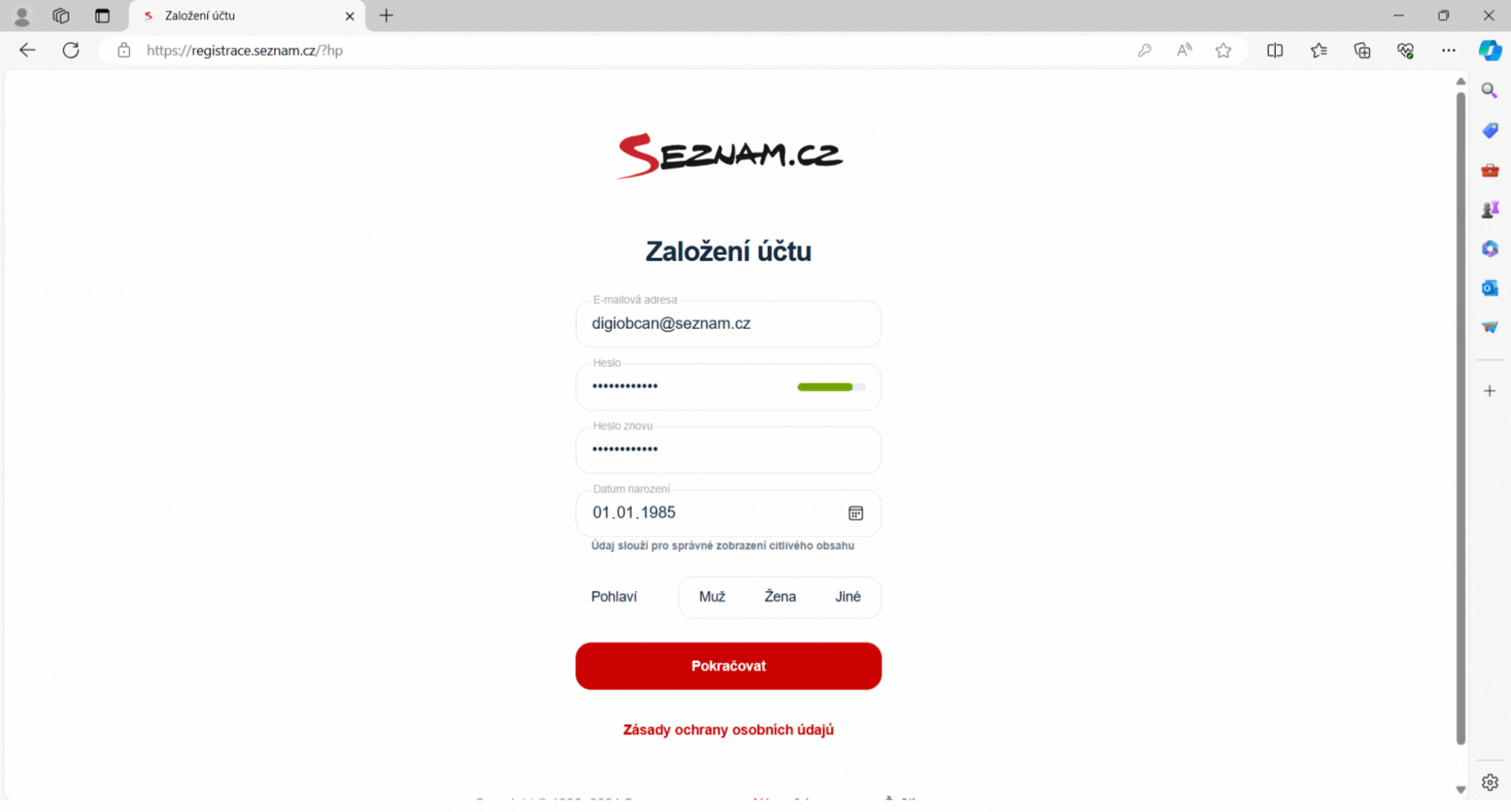 Jméno heslo e-mail